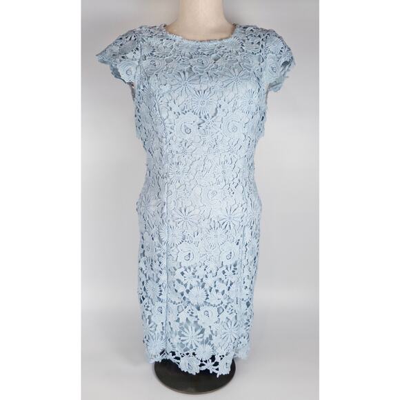 Lulus Romance Language Blue Floral Crochet Lace Mini Dress Backless Size Small - Picture 1 of 9